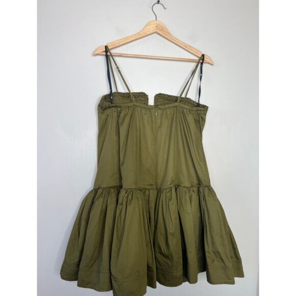 NEW Aje Willow Sleeveless Sweetheart Mini Dress Women's Deep Olive Size: 10 - Picture 6 of 7